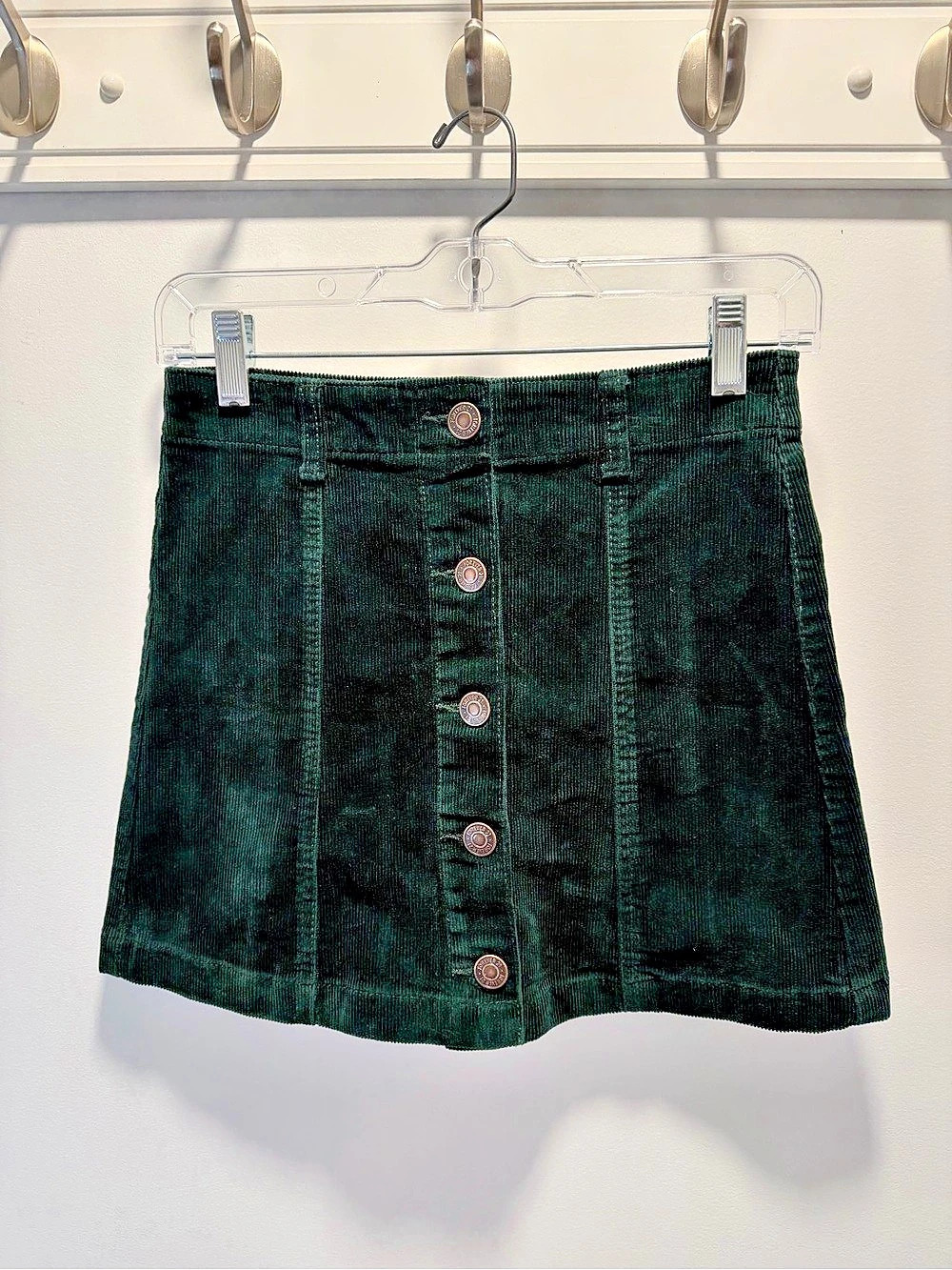 Forever 21 Corduroy Button-Front Mini Skirt Green